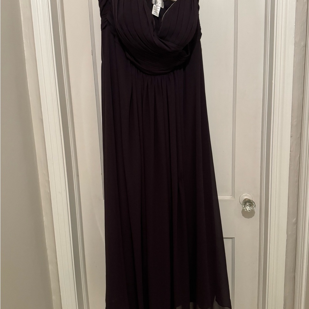 Bill Levkoff Strapless Sweetheart Neck Plum Purple Bridesmaid Dress
